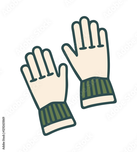 Garden gloves with green cuffs icon