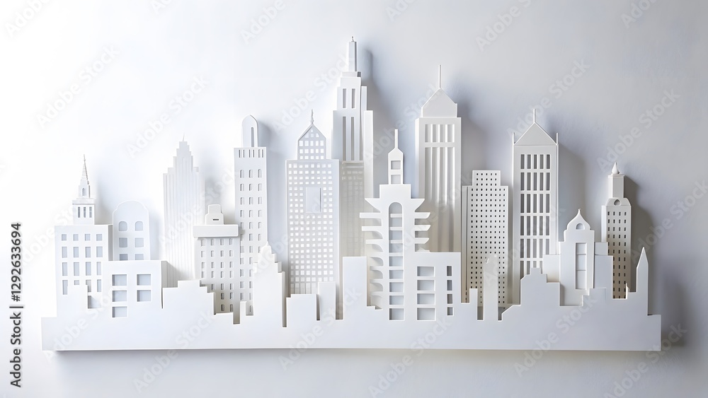 White Papercut Cityscape White Papercut Cityscape