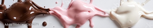 Wallpaper Mural Melting Chocolate and Creamy Sauces on White Surface with Droplets, Artistic Food Photography for Culinary and Dessert Inspirations Torontodigital.ca