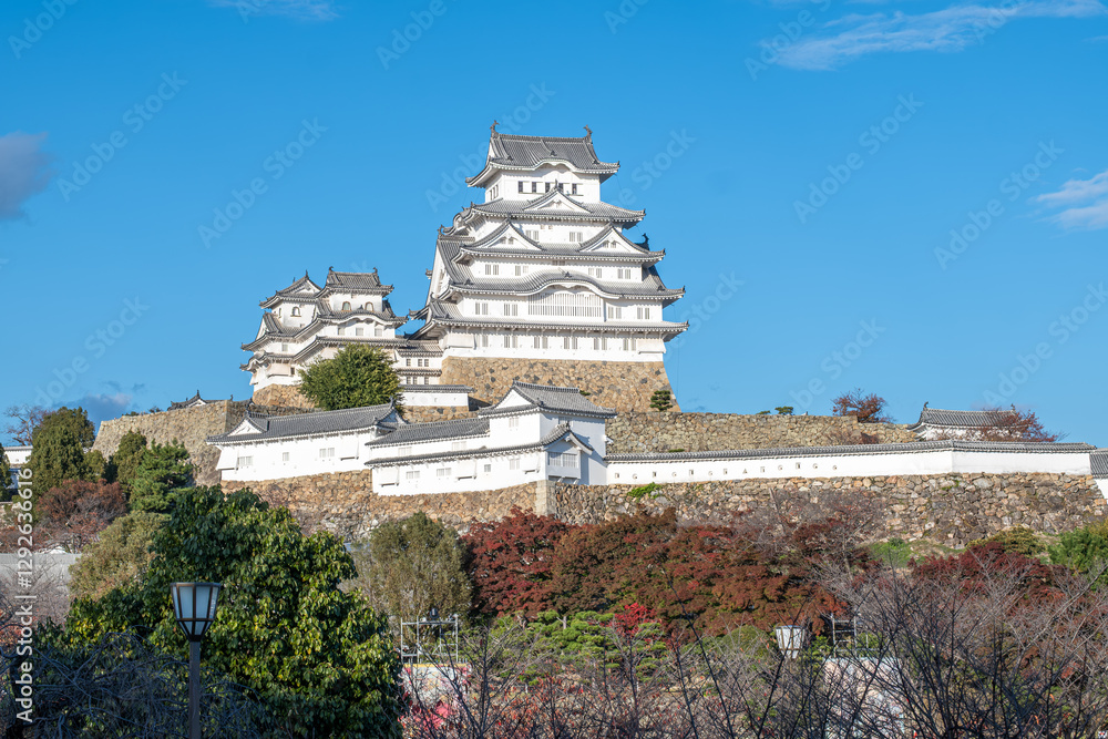 Himeji castle, Historic Japanese castle against blue sky at Himeji, Japan Himeji castle, Historic Japanese castle against blue sky at Himeji, Japan