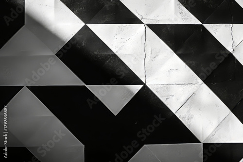 Black and White Geometric Pattern with Textured Surface