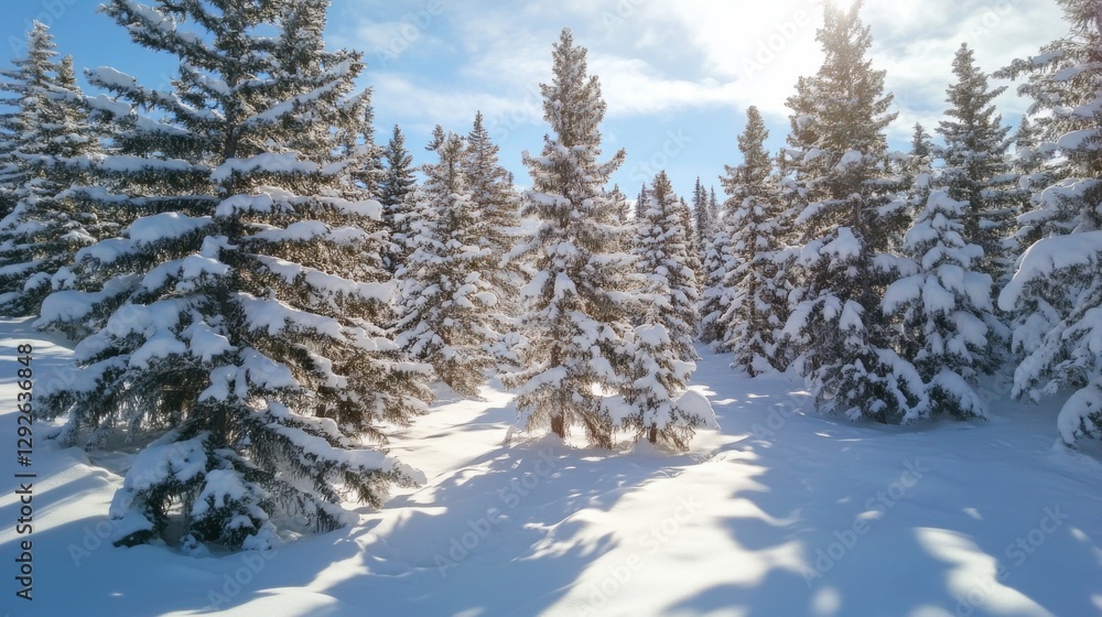 Snowy Forest Sunlight Winter Scene Snowy Forest Sunlight Winter Scene