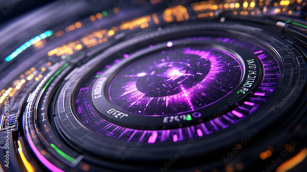 futuristic technology interface with vibrant purple elements