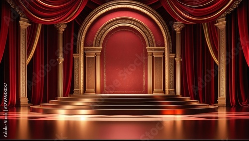 Red golden ceremony award stage venue background.