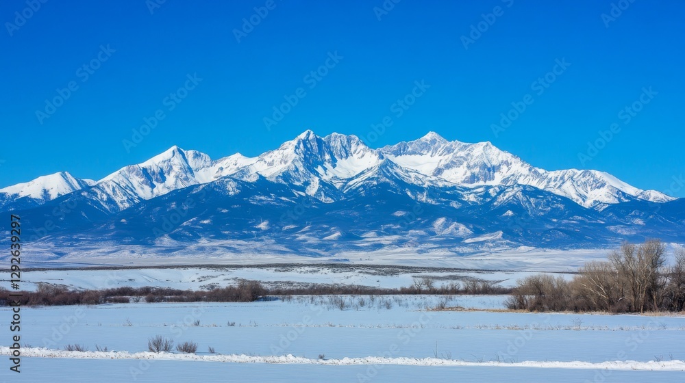 Snowy Mountain Range, Winter Landscape Snowy Mountain Range, Winter Landscape