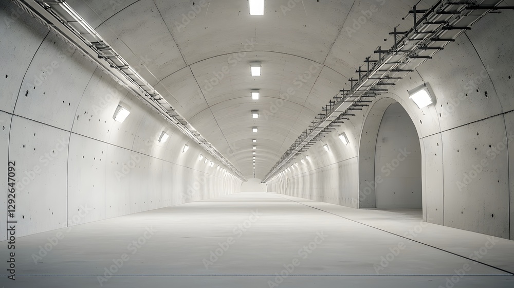 Fototapeta premium 3D Model Showcasing the Airflow Dynamics and Emergency Escape Routes in a Railway Tunnel During the Construction Phase