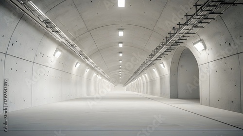 Fototapeta Naklejka Na Ścianę i Meble -  3D Model Showcasing the Airflow Dynamics and Emergency Escape Routes in a Railway Tunnel During the Construction Phase