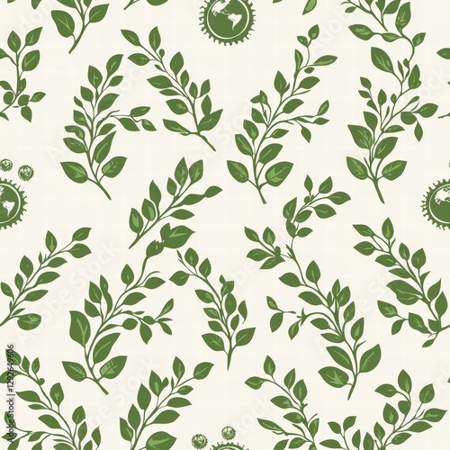 Wallpaper Mural Stunning green floral pattern featuring vibrant flowers and leaves perfect for design and decoration Torontodigital.ca