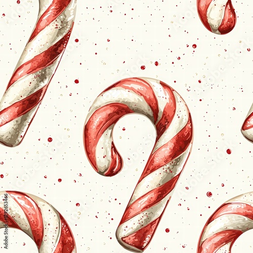 Repeating candy cane pattern with classic red and white stripes for christmas and winter themes