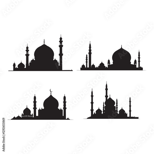 Mosque city silhouette collection 