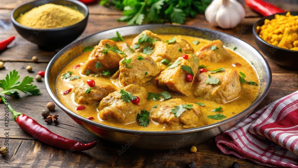 Tender chicken pieces in a rich Tender chicken pieces in a rich