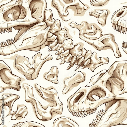 Seamless pattern of skulls creating a distinctive and artistic representation of anatomy