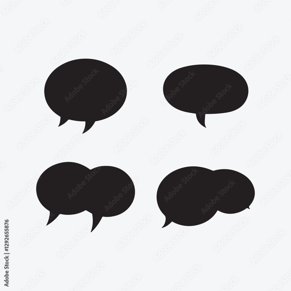 Speech bubble icon silhouette, black speech bubble shapes collection Speech bubble icon silhouette, black speech bubble shapes collection