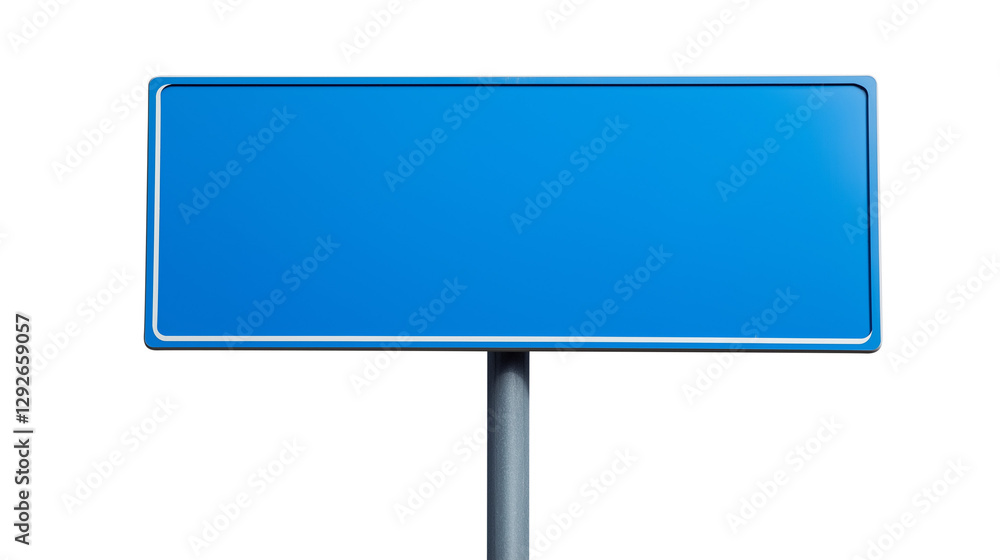 Blue blank sign on pole, suitable for customizable messages and advertisements isolated on transparent white background, clipping path Blue blank sign on pole, suitable for customizable messages and advertisements isolated on transparent white background, clipping path