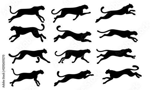Wallpaper Mural Panther silhouettes set, large pack of vector silhouette design, isolated white background Torontodigital.ca