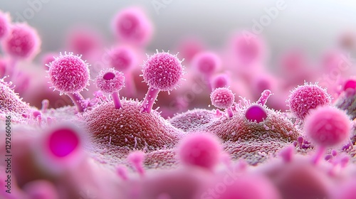 and highly detailed photo of an electron microscope image showcasing the intricate structure of fungal cells with melanin layers that are adapted to absorb gamma radiation