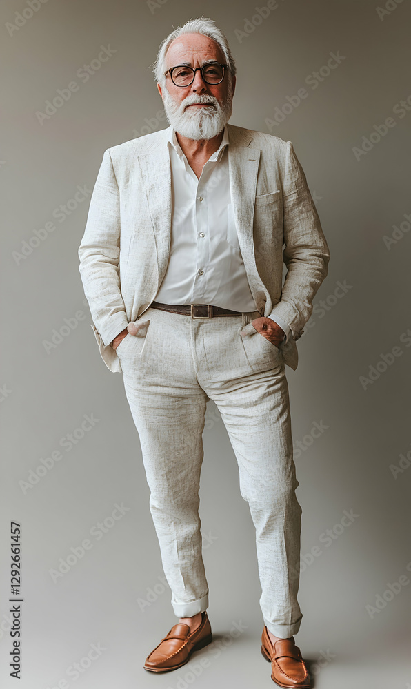 Fototapeta premium Elegant senior man wearing a stylish suit, showcasing timeless fashion and confidence