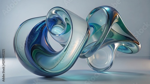 shapes dynamic background. 3d rendering. Abstract glass shapes blend with Chromatic dispersion effect. 3d render. Abstract detailed futuristic shape on violet background. Minimal geometric background 