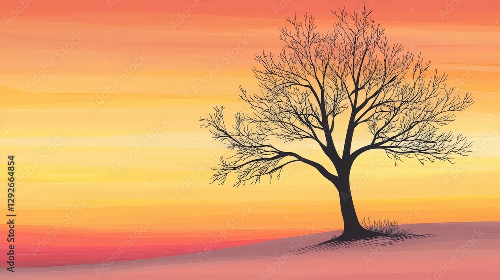 minimalist sketch of a tree against a sun minimalist sketch of a tree against a sun