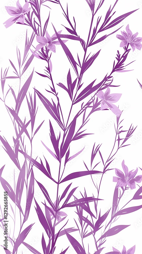 Fototapeta premium Retro purple leaf plant pattern illustration poster background