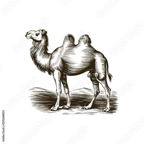 Vintage engraving woodcut camel vector illustration art design