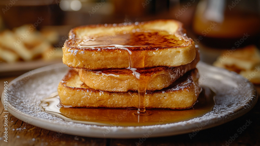 golden brown french toast stack with maple syrup drizzle eat food eggs meal sweet tasty golden brown french toast stack with maple syrup drizzle eat food eggs meal sweet tasty