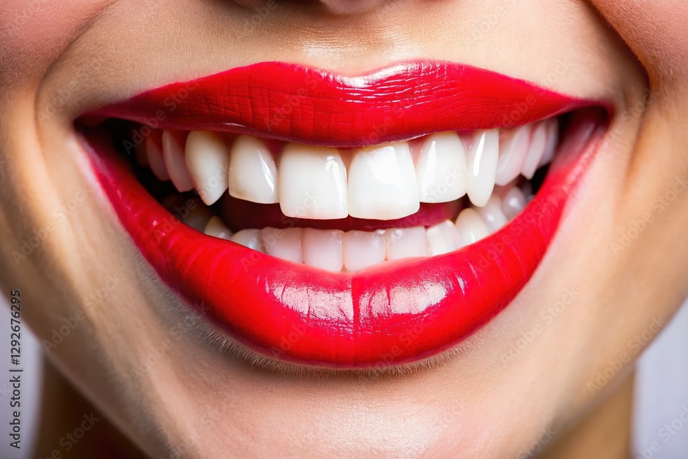 Obraz premium Close-up, smiling mouth, white teeth.