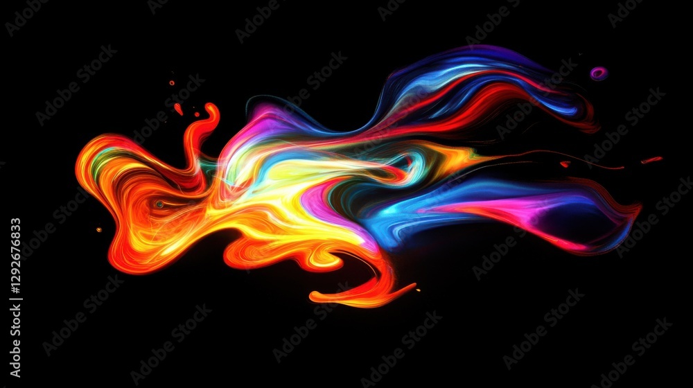 Obraz premium Colorful Swirling Light Forms on Black Background