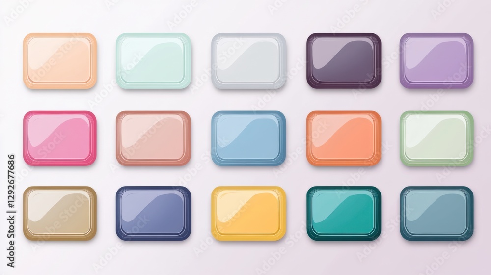 Fifteen Colorful Rounded Rectangle Buttons Fifteen Colorful Rounded Rectangle Buttons