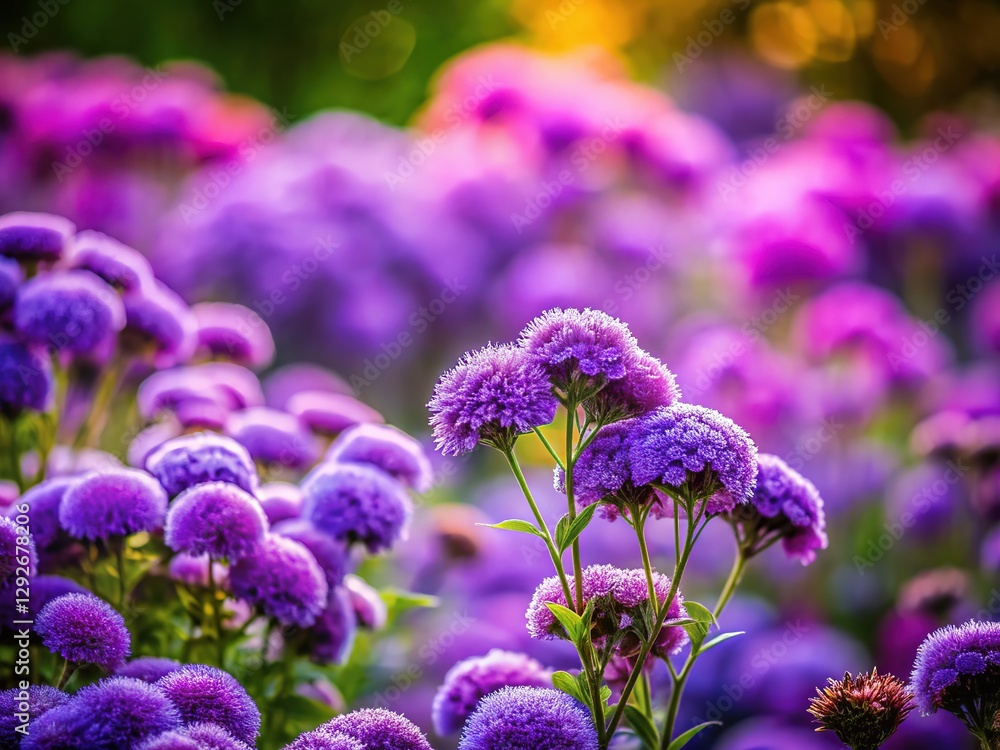 Obraz premium Dreamy tilt-shift image: purple flowers, artistic.
