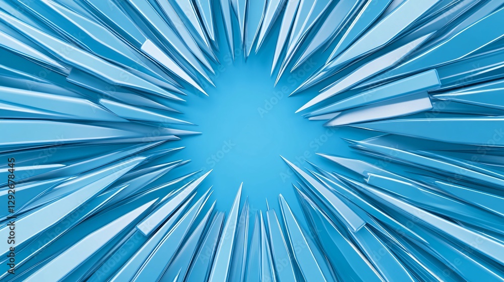 Naklejka premium dynamic blue abstract burst with sharp edges and depth