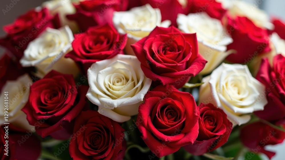 A beautiful bouquet of red and white roses in full bloom. A beautiful bouquet of red and white roses in full bloom.