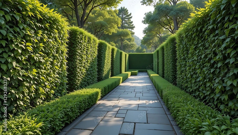 Fototapeta premium Exploring a serene garden maze botanical park landscape photography tranquil environment aerial view