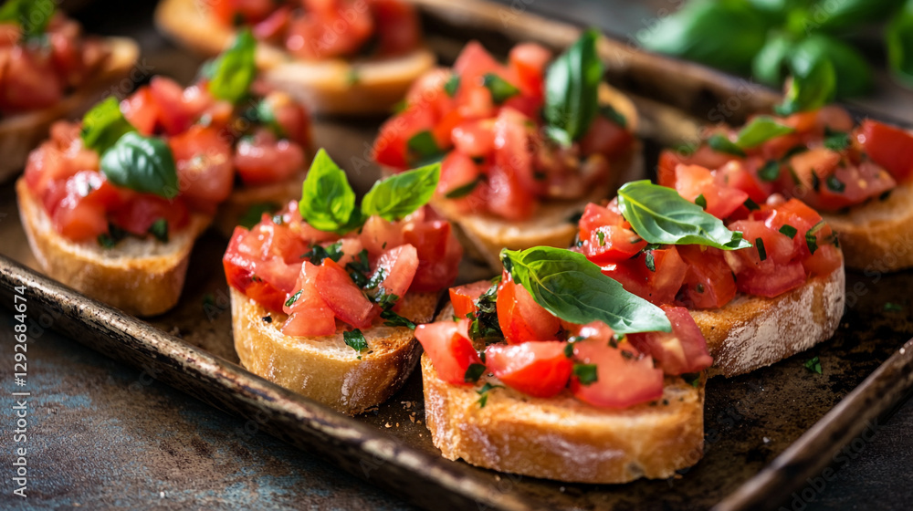 bruschetta appetizer with fresh tomatoes basil and garlic red food herb meal easy tasty bruschetta appetizer with fresh tomatoes basil and garlic red food herb meal easy tasty