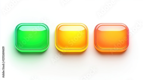 Three Colored Glossy Rounded Square Buttons