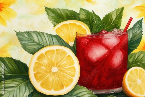 Summer Refreshment Iced Beverage Illustration