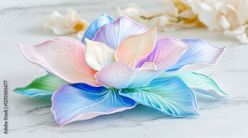 Colorful handmade flower art studio decorative object bright close-up craftsmanship