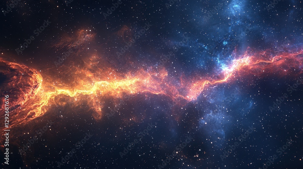 Naklejka premium A breathtaking cosmic aurora spreading across deep space with pulsating waves of light