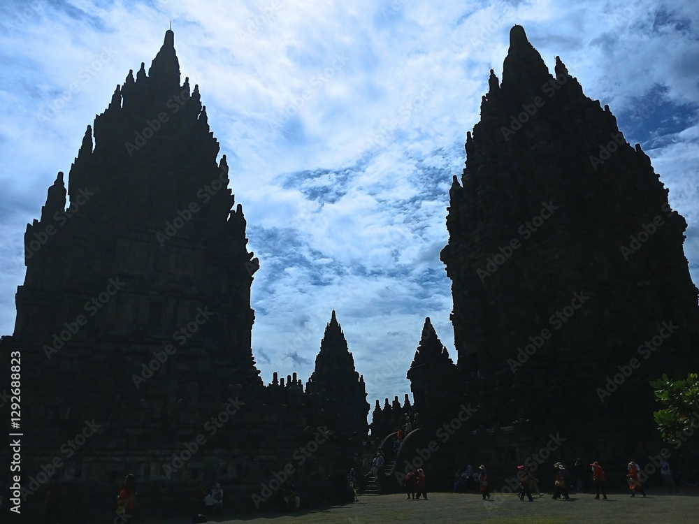 silhouette of Prambanan Hindu temple in Yogyakarta silhouette of Prambanan Hindu temple in Yogyakarta