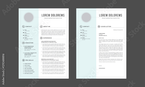 Resume CV Template. Minimalist resume and cover letter layout design. Professional resume cv template. Vector illustration