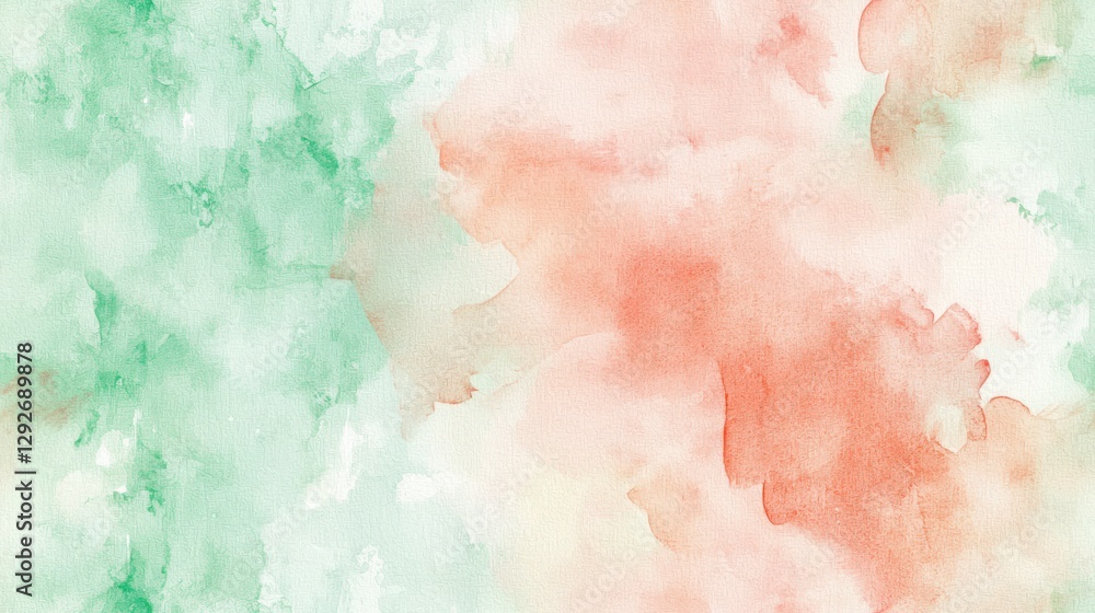 Fototapeta premium Soft Pastel Watercolor Background with Green and Red Hues
