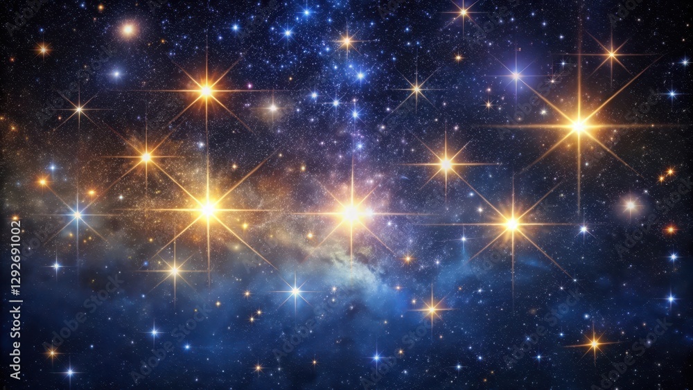 Obraz premium A stunning display of stars twinkles across the velvet blackness of a starry night sky, with each star shining brightly and separately in the darkness , universe, galaxy