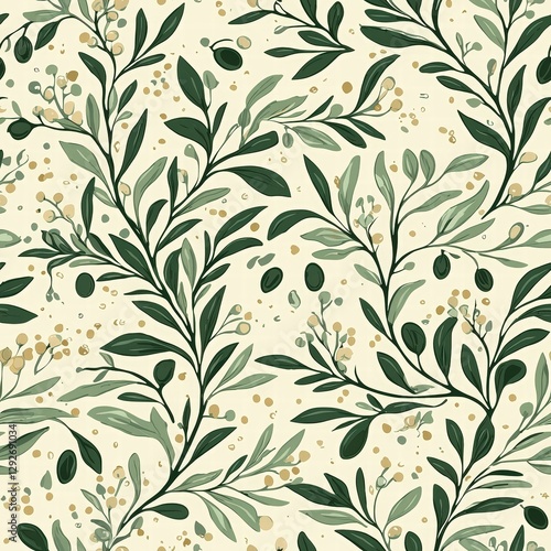 Wallpaper Mural Delicate green and white floral pattern with intricate details perfect for home decor and crafts Torontodigital.ca