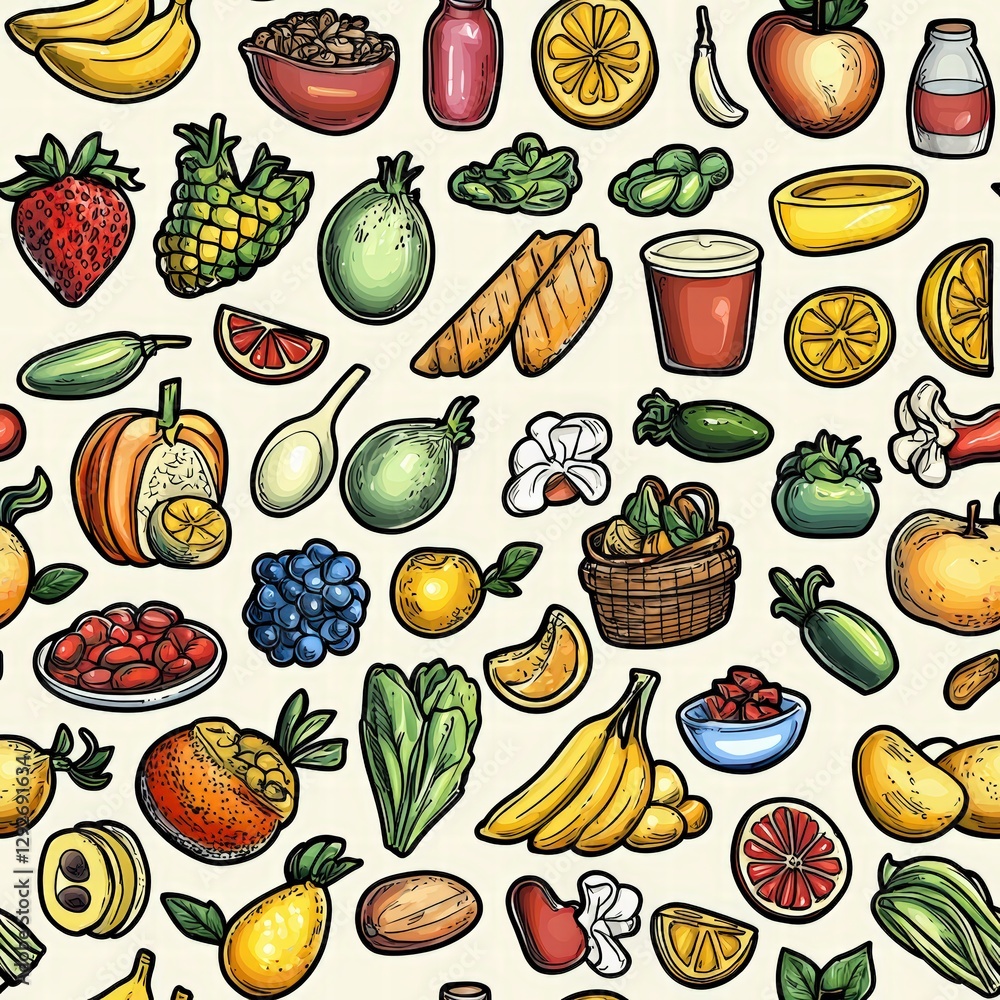 Freshly harvested bunch of colorful fruits and vegetables displaying nature's abundance and health Freshly harvested bunch of colorful fruits and vegetables displaying nature's abundance and health
