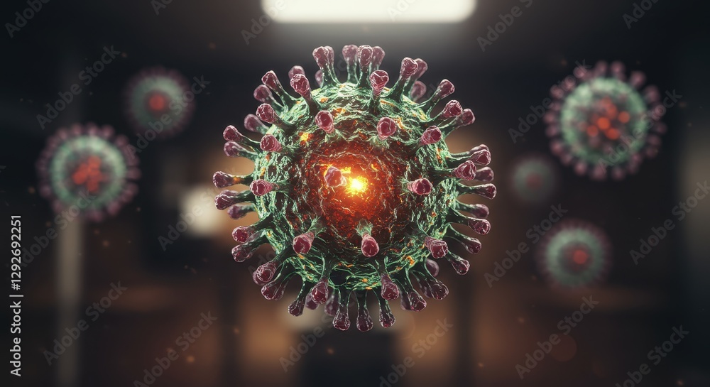 Close-up of coronavirus bacteria plastic model, micro virus and covid-19, HKU5-CoV-2 cell bacteria. Worldwide pandemic and corona outbreak concept Close-up of coronavirus bacteria plastic model, micro virus and covid-19, HKU5-CoV-2 cell bacteria. Worldwide pandemic and corona outbreak concept