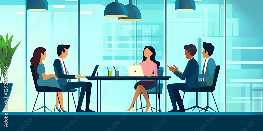 Fototapeta premium Employee Participating in a Team Meeting for Collaboration and Idea Sharing
