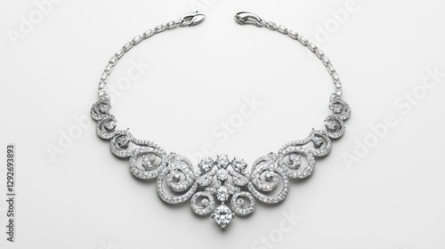 Wallpaper Mural An ornate diamond necklace sits on a clean white background Torontodigital.ca