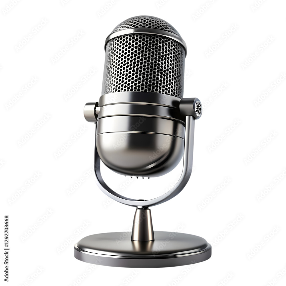 Retro Metal Desk Microphone on transparent background Retro Metal Desk Microphone on transparent background
