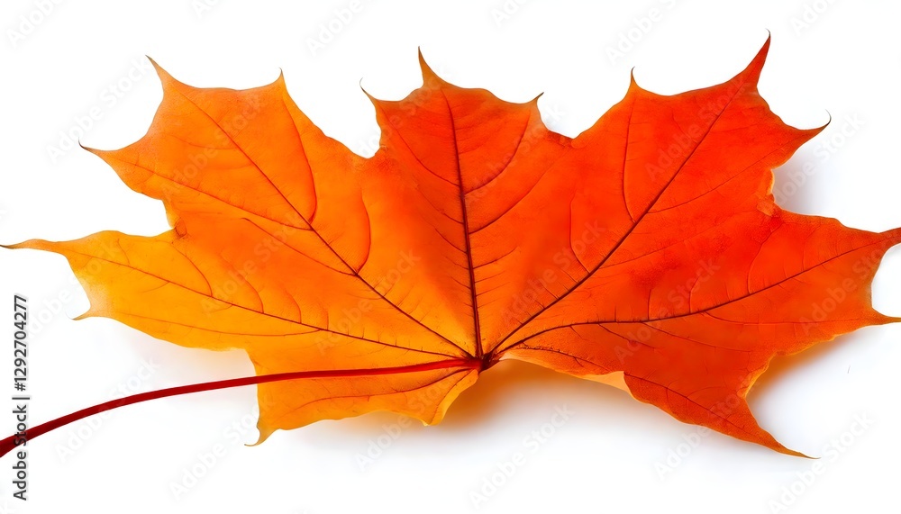 Fototapeta premium Crisp autumn leaf with seasonal hues, stock photo isolated on white.