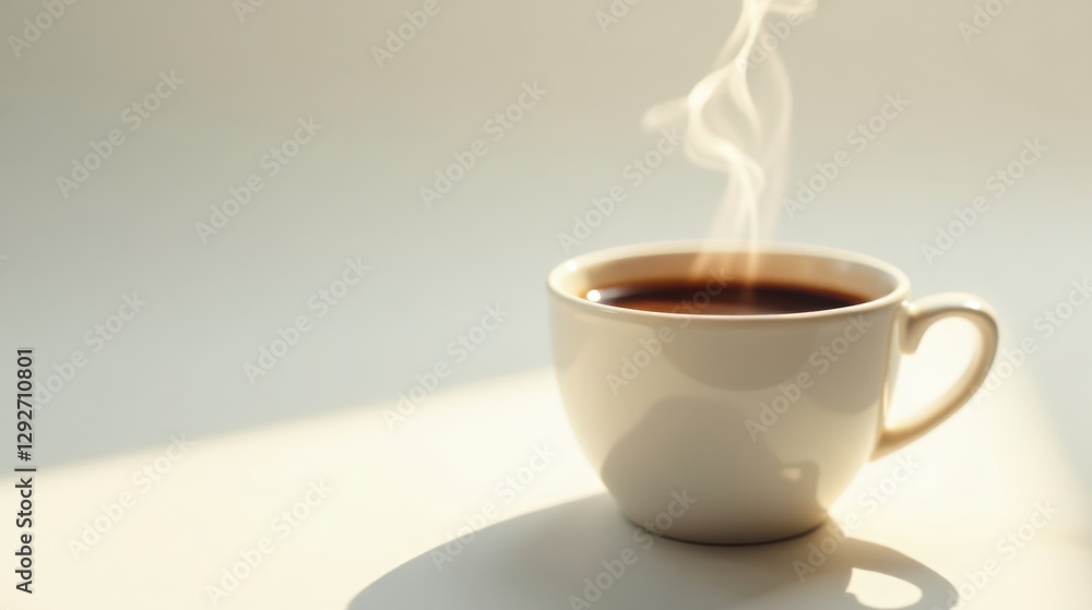 Aromatic Steam Rising from a Warm Cup of Coffee on a Sunny Morning Aromatic Steam Rising from a Warm Cup of Coffee on a Sunny Morning